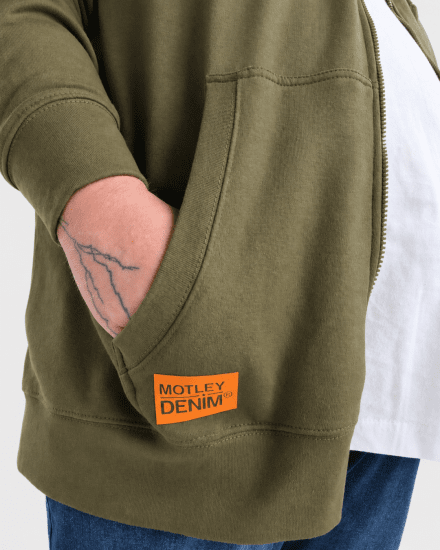 Motley Denim Copenhagen Hoodie Dark Khaki - Felpe & felpe con cappuccio - Felpe & Felpe con Cappuccio Uomo Taglie Forti