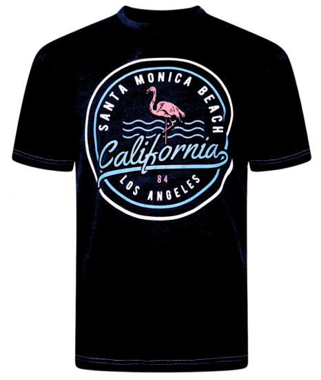Kam Jeans 5707 Santa Monica Tee Black - Magliette - Magliette Uomo Taglie Forti