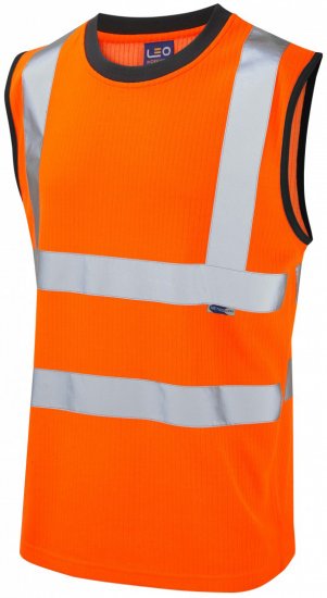 Leo Ashford Comfort Sleeveless T-shirt Hi-Vis Orange - Abbigliamento da lavoro - Abbigliamento da Lavoro Taglie Forti Uomo