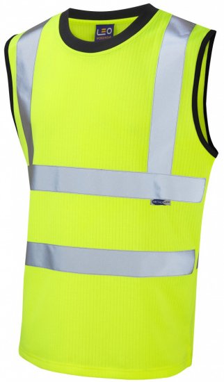 Leo Ashford Comfort Sleeveless T-shirt Hi-Vis Yellow - Abbigliamento da lavoro - Abbigliamento da Lavoro Taglie Forti Uomo