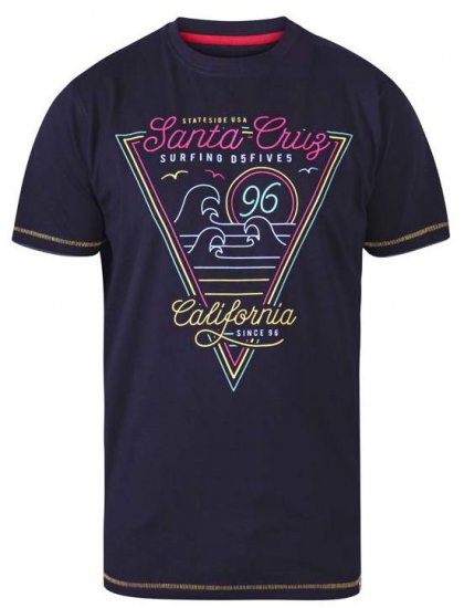 D555 Valley Santa Cruz Crew Neck Printed T-Shirt Black - Magliette - Magliette Uomo Taglie Forti