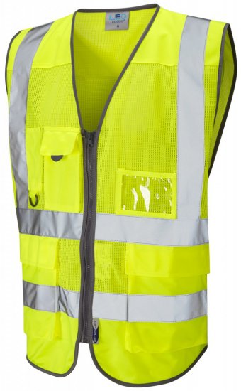 Leo Cobbaton Coolviz Superior Waistcoat Hi-Vis Yellow - Abbigliamento da lavoro - Abbigliamento da Lavoro Taglie Forti Uomo