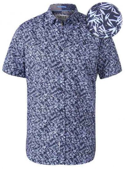 D555 Walpack Hawaiian Ao Print Short Sleeve Shirt Blue - Camicie - Camicie Taglie Forti Uomo