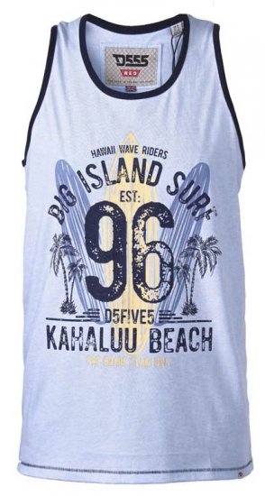 D555 Wirral Hawaii Surf Board Printed Vest Sky Blue - Magliette - Magliette Uomo Taglie Forti
