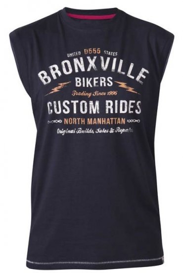 D555 Wrexham Bronxville Biker Printed Sleeveless T-Shirt Navy - Magliette - Magliette Uomo Taglie Forti