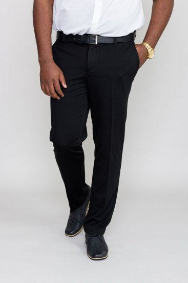 D555 Yarmouth Four Way Stretch Trouser With Flexible Waistband Black - Jeans & pantaloni - Jeans & Pantaloni Uomo Taglie Forti